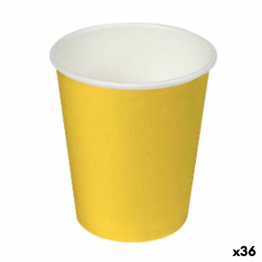 Set of glasses Algon Cardboard Disposable Yellow 36 Units (24 Pieces) Algon