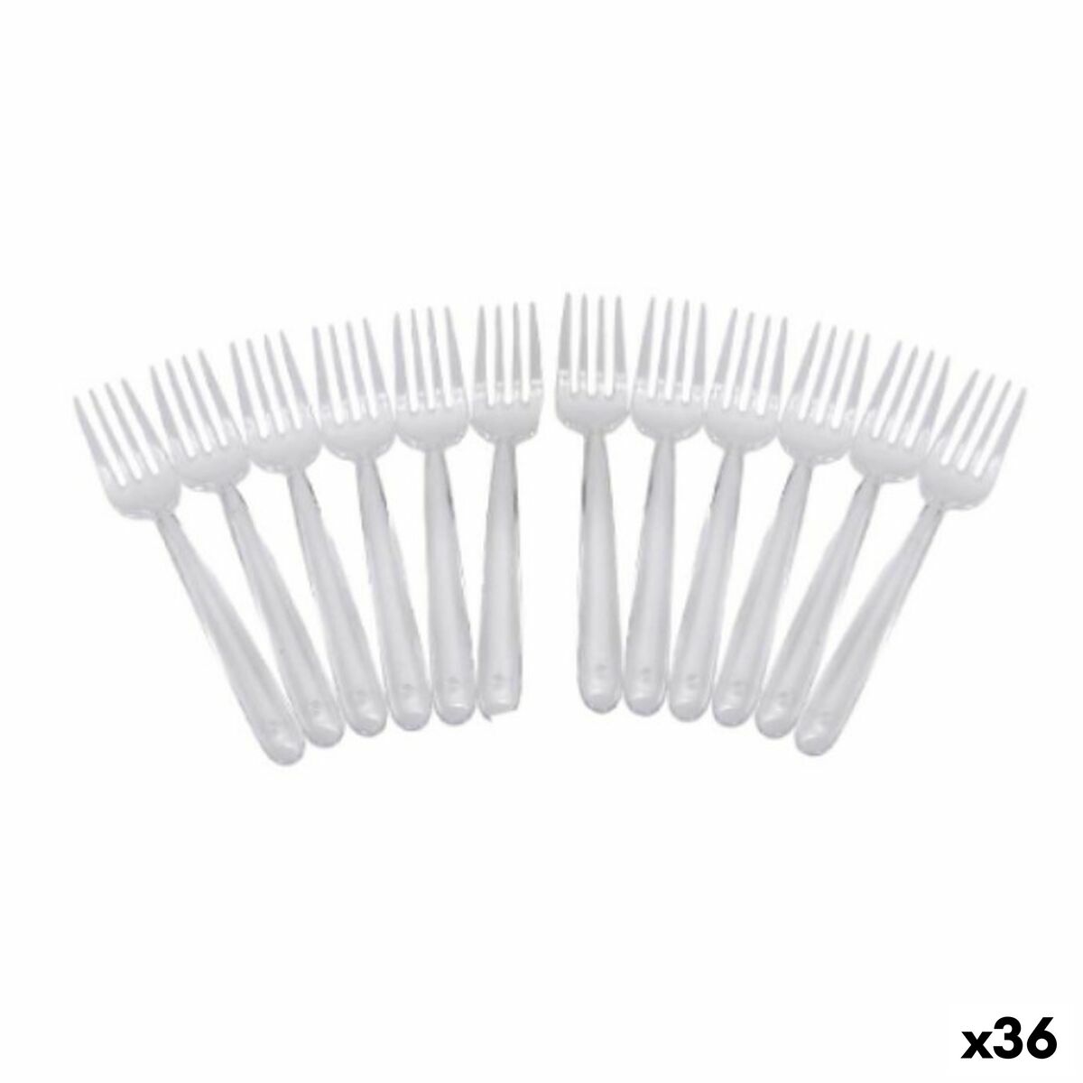 Reusable fork set Algon Transparent Plastic 36 Units Algon