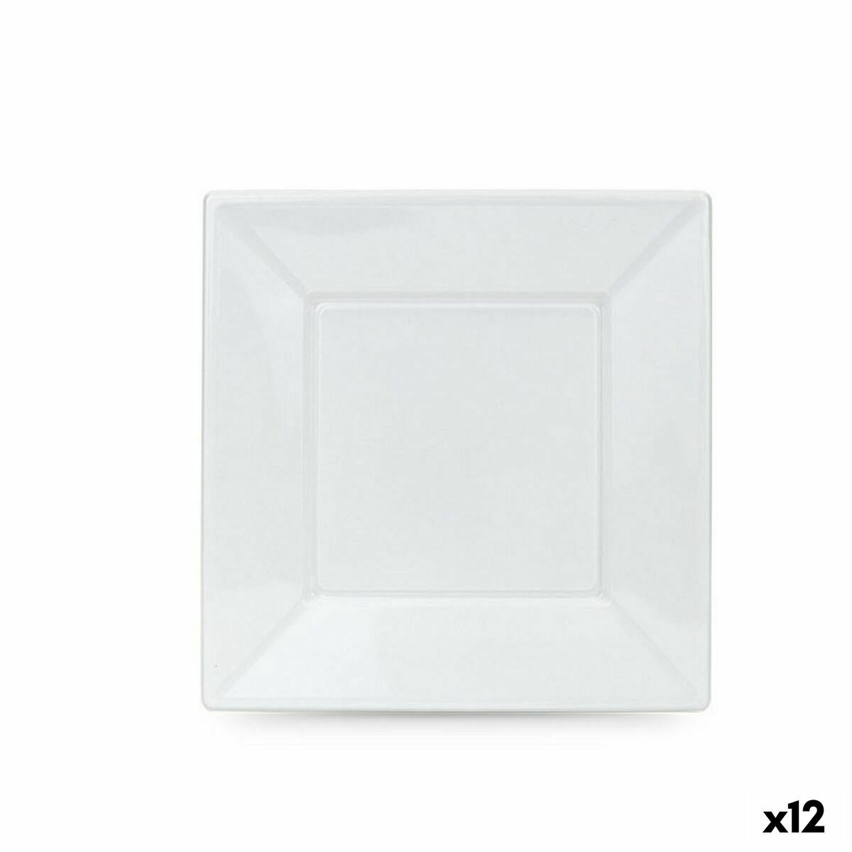 Set of reusable plates Algon White Plastic 23 x 23 x 2 cm (24 Units) Algon