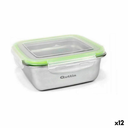 Hermetic Lunch Box Quttin Squared Stainless steel 400 ml 12 x 12 x 6 cm (12 Units) Quttin