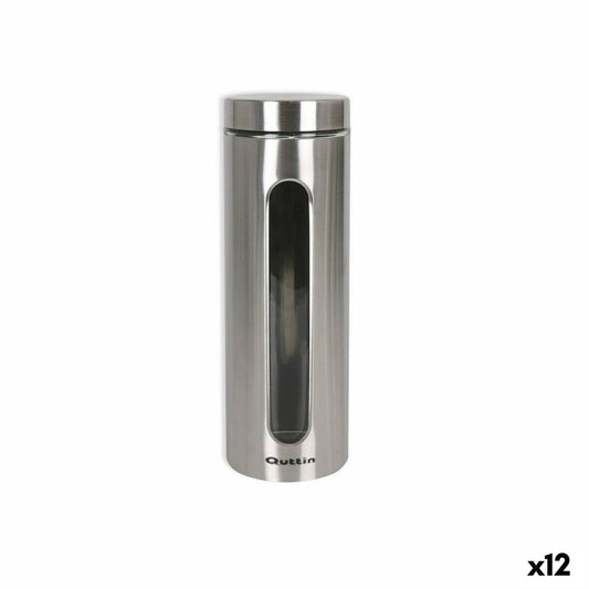 Jar Quttin Transparent Silver Glass Steel 2,2 L 10 x 10 x 30,5 cm (12 Units) Quttin