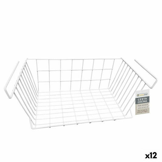 Basket for Kitchen Shelf Confortime White 43 x 24,4 x 18,5 cm (12 Units) Confortime