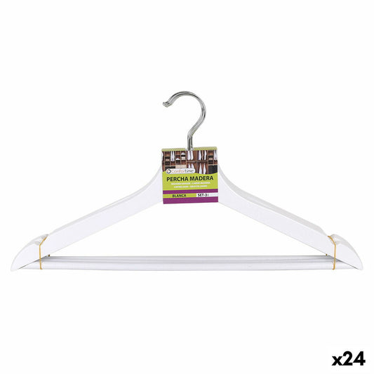 Set of Clothes Hangers Confortime White Wood 3 Pieces (24 Units) Confortime