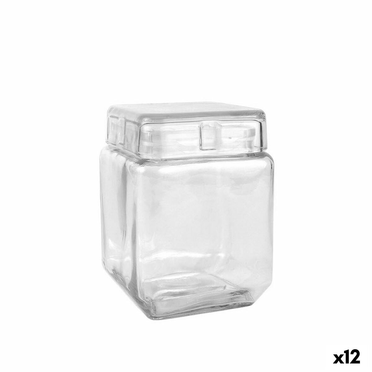 Jar La Mediterránea Squared Glass 1,2 L 11 x 11 x 14,5 cm (12 Units) La Mediterránea