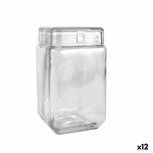 Jar La Mediterránea Squared Glass 1,6 L 11 x 11 x 18,5 cm (12 Units) La Mediterránea