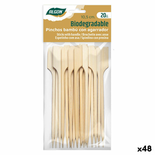 Bamboo toothpicks Algon 10,5 cm Set 20 Pieces (48 Units) Algon