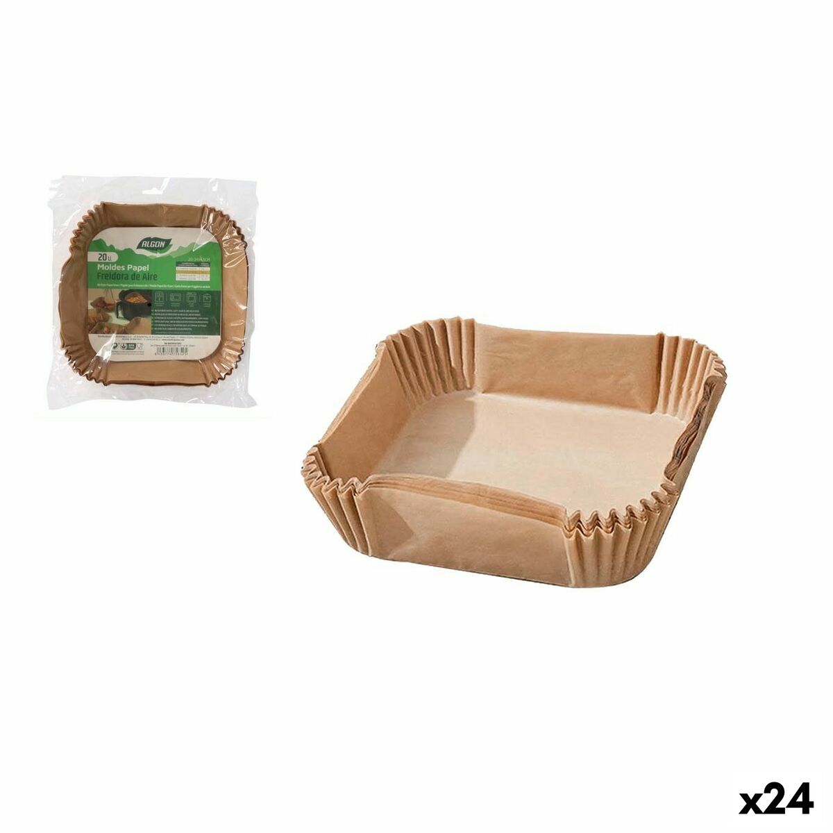 Food Tray Set Algon No-Oil Fryer 24 cm 20 Pieces (24 Units) Algon