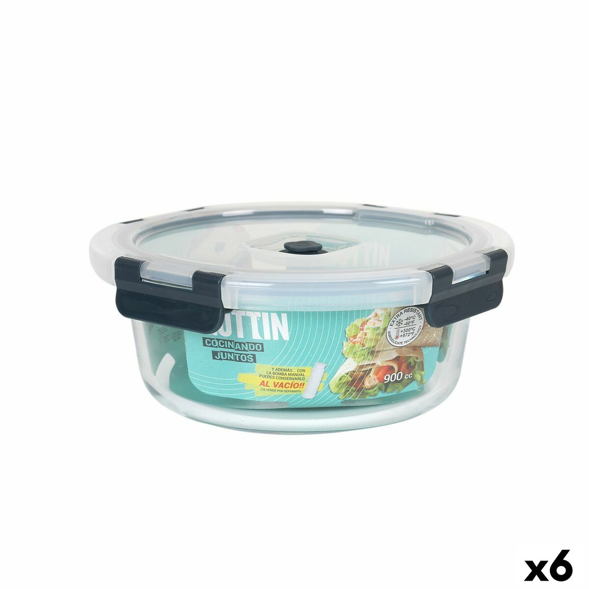 Hermetic Lunch Box Quttin Circular 900 ml Ø 18 x 7,5 cm (6 Units) Quttin