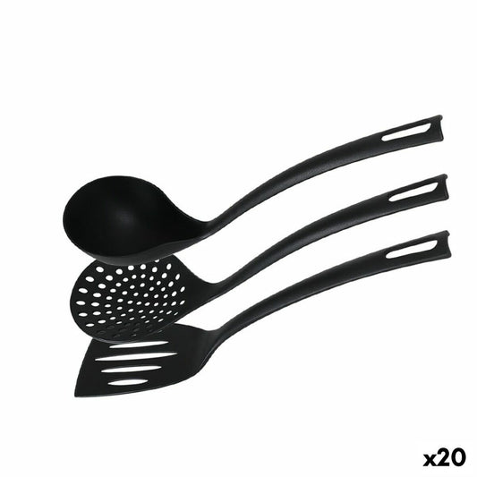 Set of Kitchen Utensils Quttin Nylon Black 3 Pieces (20 Units) Quttin