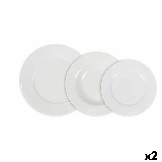 Dinnerware Set La Mediterránea Aneto White Circular 12 Pieces (2 Units) La Mediterránea