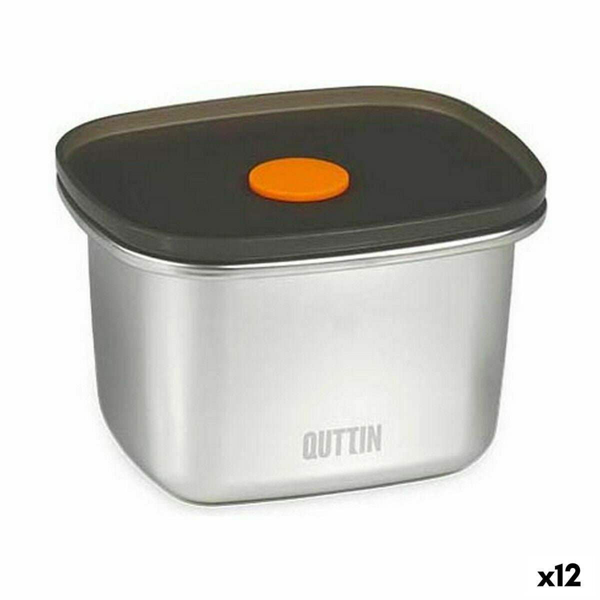 Hermetic Lunch Box Quttin Stainless steel Rectangular 450 ml 11,6 x 9,4 x 7 cm (12 Units) Quttin