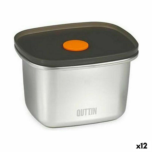 Hermetic Lunch Box Quttin Stainless steel Rectangular 450 ml 11,6 x 9,4 x 7 cm (12 Units) Quttin