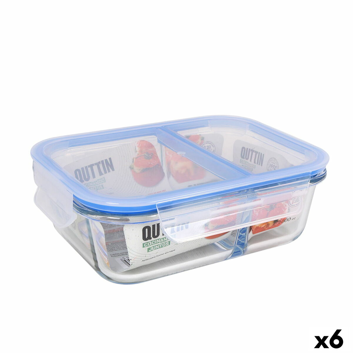 Hermetic Lunch Box Quttin 2 Compartments Rectangular 1 L (6 Units) Quttin