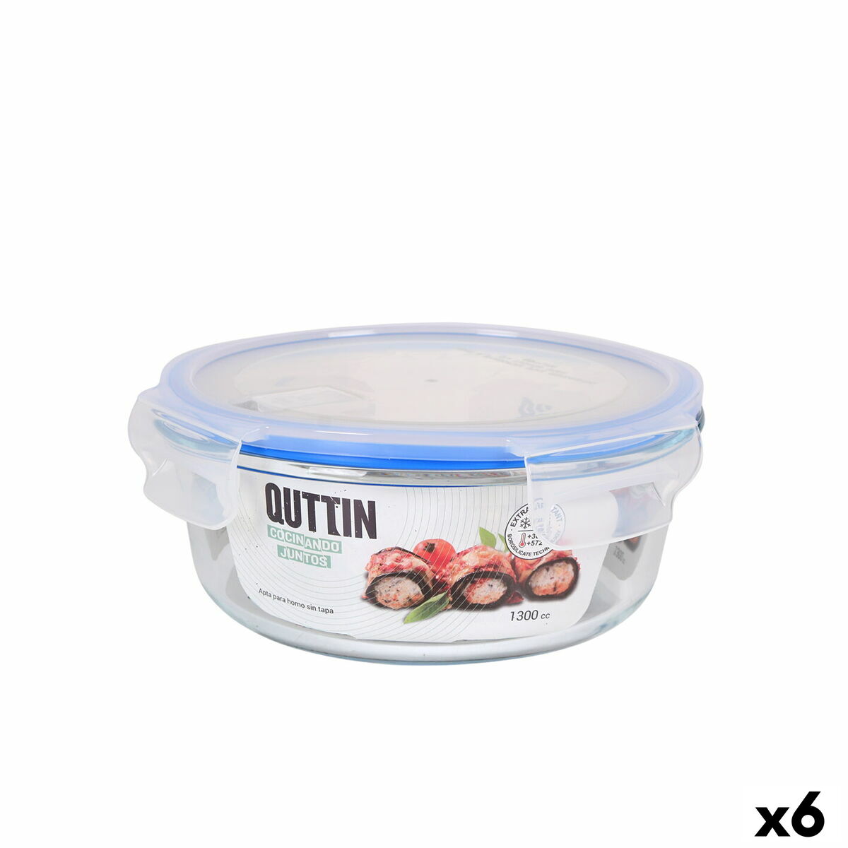 Hermetic Lunch Box Quttin Circular 1,3 L (6 Units) Quttin