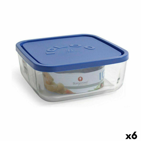 Lunch box Borgonovo Squared Blue 3,2 L (6 Units) Borgonovo