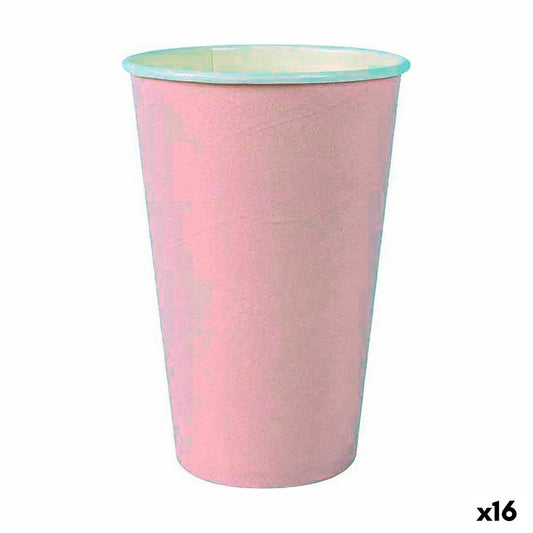 Set of glasses Algon Disposable Cardboard Pink 7 Pieces 450 ml (16 Units) Algon