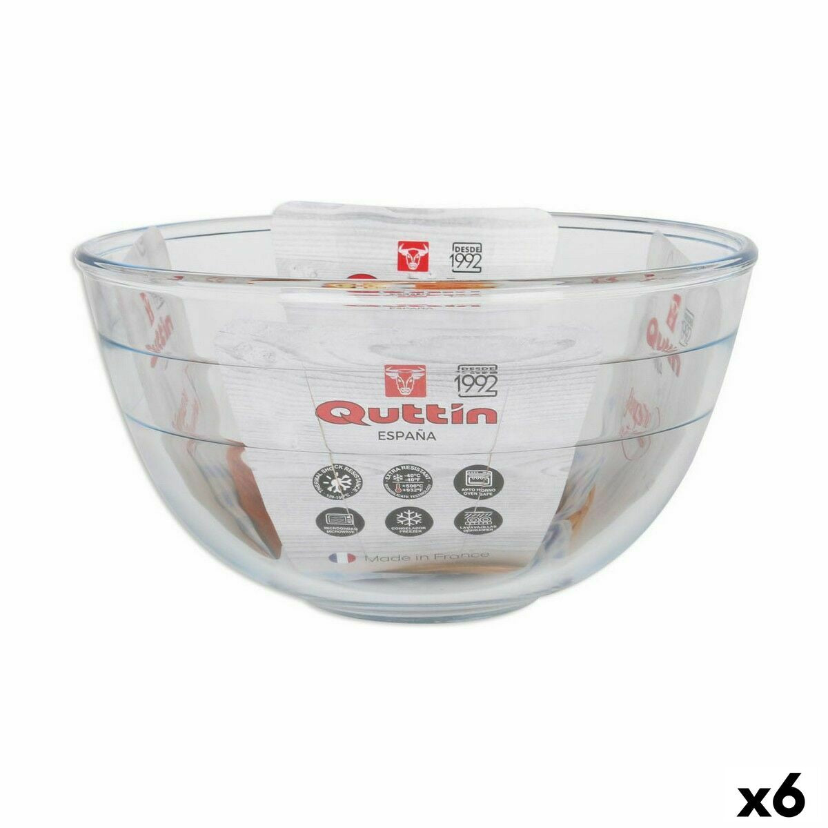 Bowl Quttin Quttin Glass 3,8 L Mixer (6 Units) Quttin