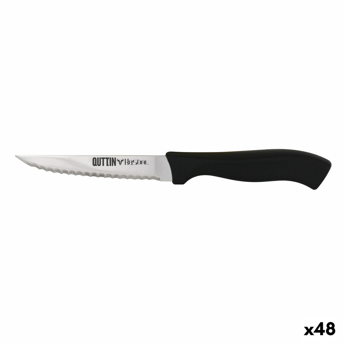 Serrated Knife Quttin Kasual Black Silver 22 x 2 x 1,5 cm (48 Units) Quttin