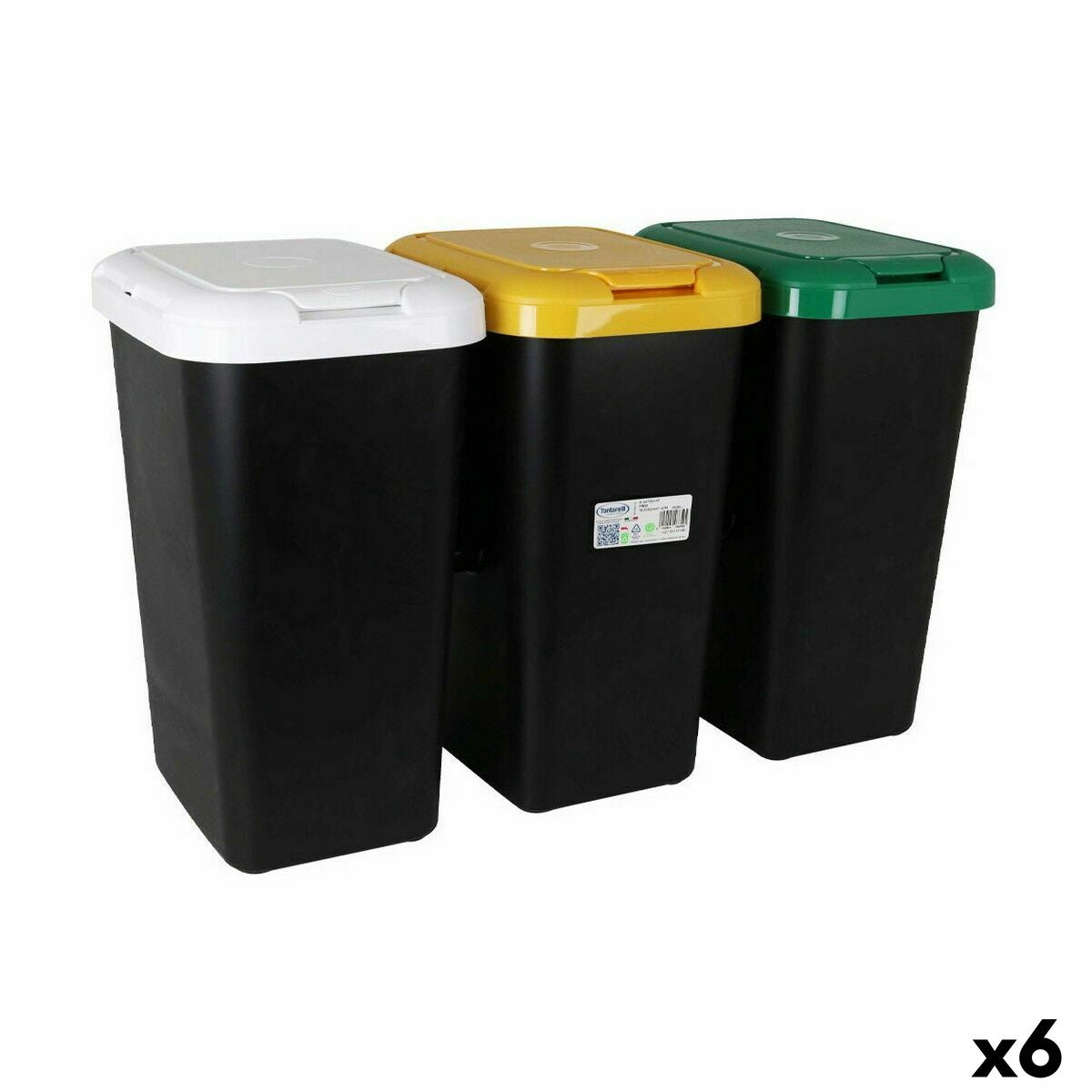 Recycling Waste Bin Tontarelli Yellow White Green (6 Units) Tontarelli