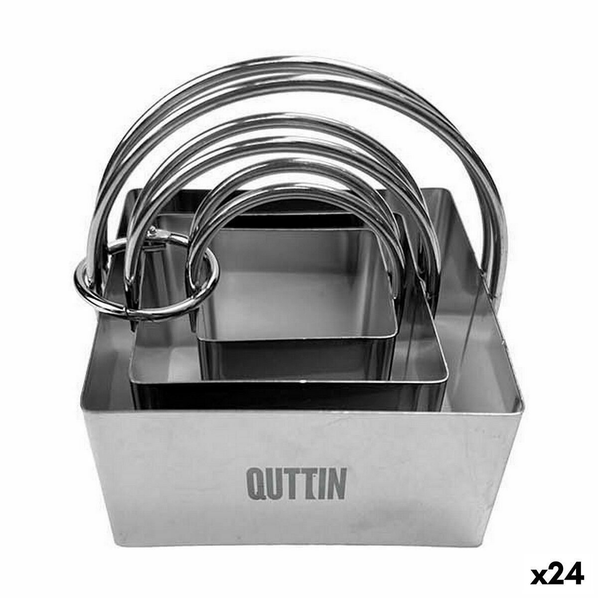 Set of Cake Tins Quttin Stainless steel Silver Squared 3 Pieces (24 Units) Quttin