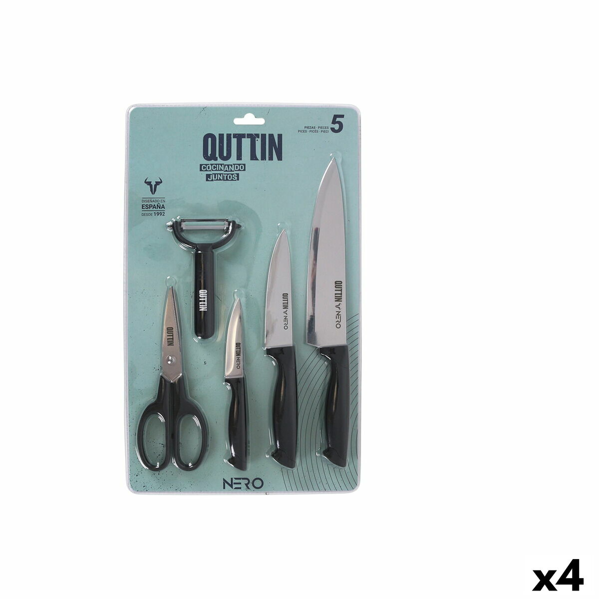 Kitchen Set Quttin Nero Black 5 Pieces (4 Units) Quttin