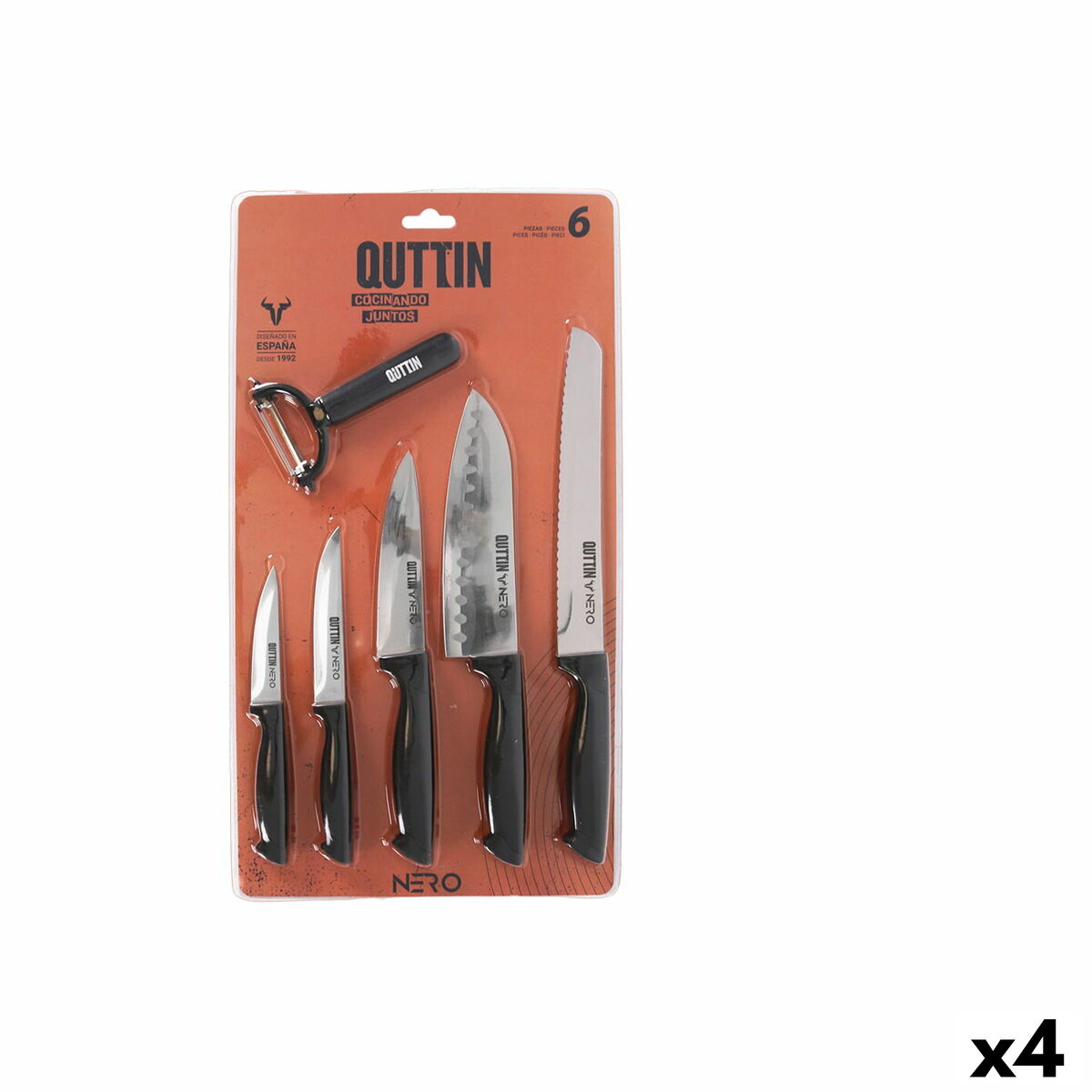 Kitchen Set Quttin Nero Black 6 Pieces (4 Units) Quttin