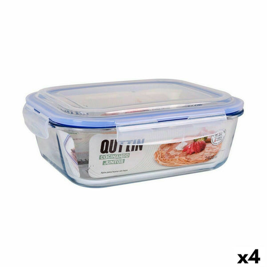 Hermetic Lunch Box Quttin Rectangular 2,4 L (4 Units) Quttin