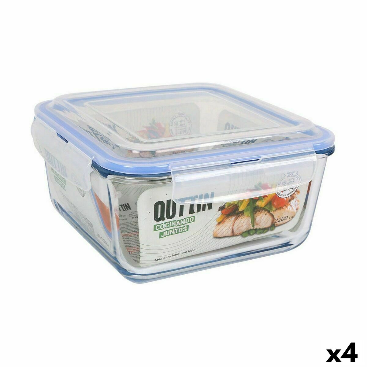 Hermetic Lunch Box Quttin Squared 2,2 L (4 Units) Quttin