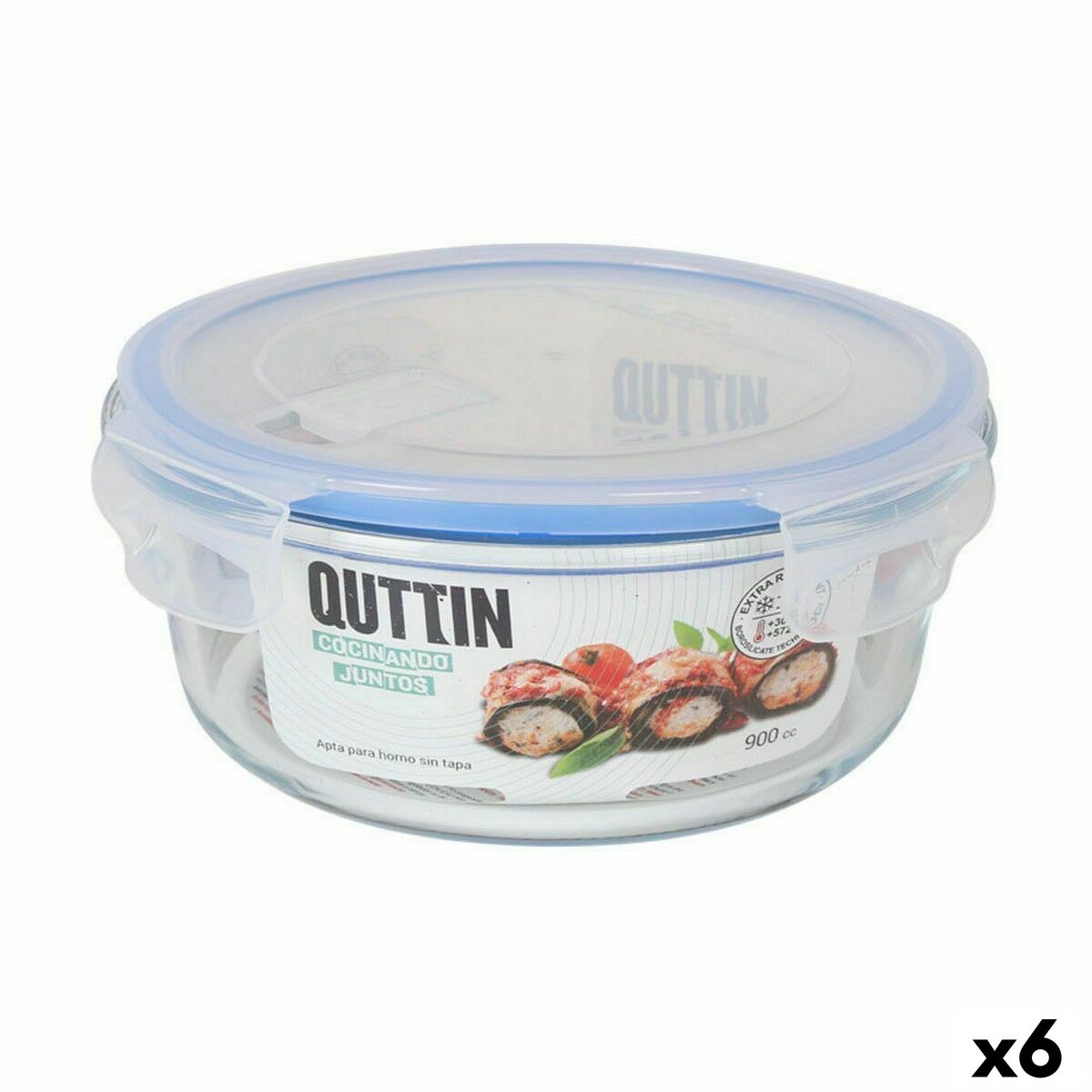 Hermetic Lunch Box Quttin Circular 900 ml (6 Units) Quttin