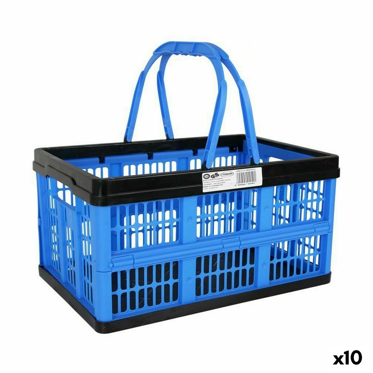 Folding Box with Handles Tontarelli Voilà Blue 16 L 39 x 25,5 x 21 cm (10 Units) Tontarelli