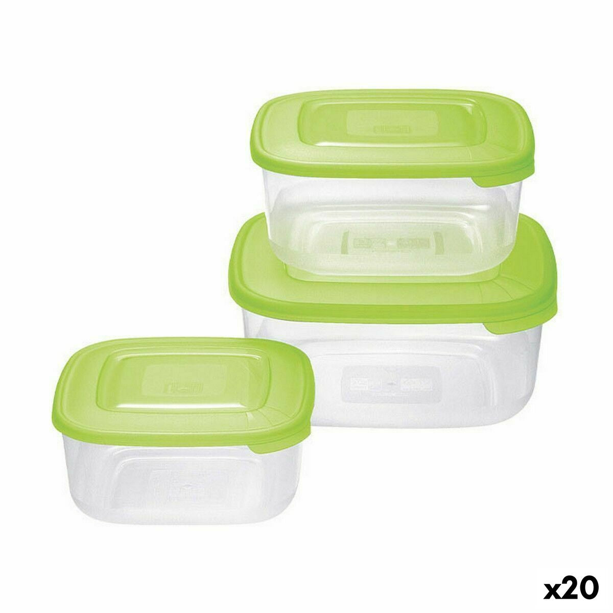 Set of lunch boxes Tontarelli Family Squared 3 Pieces (20 Units) Tontarelli