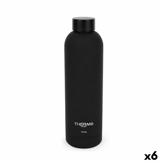 Thermal Bottle ThermoSport Soft Touch Black 750 ml (6 Units) ThermoSport