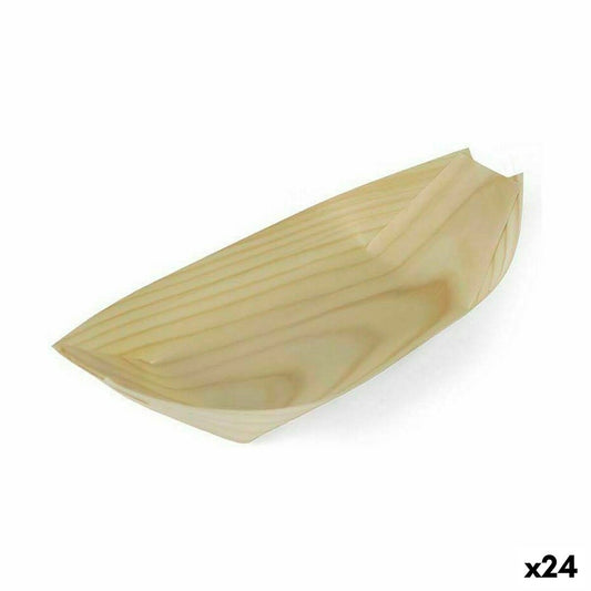 Set of bowls Algon Disposable Wood 4 Pieces 23 cm (24 Units) Algon