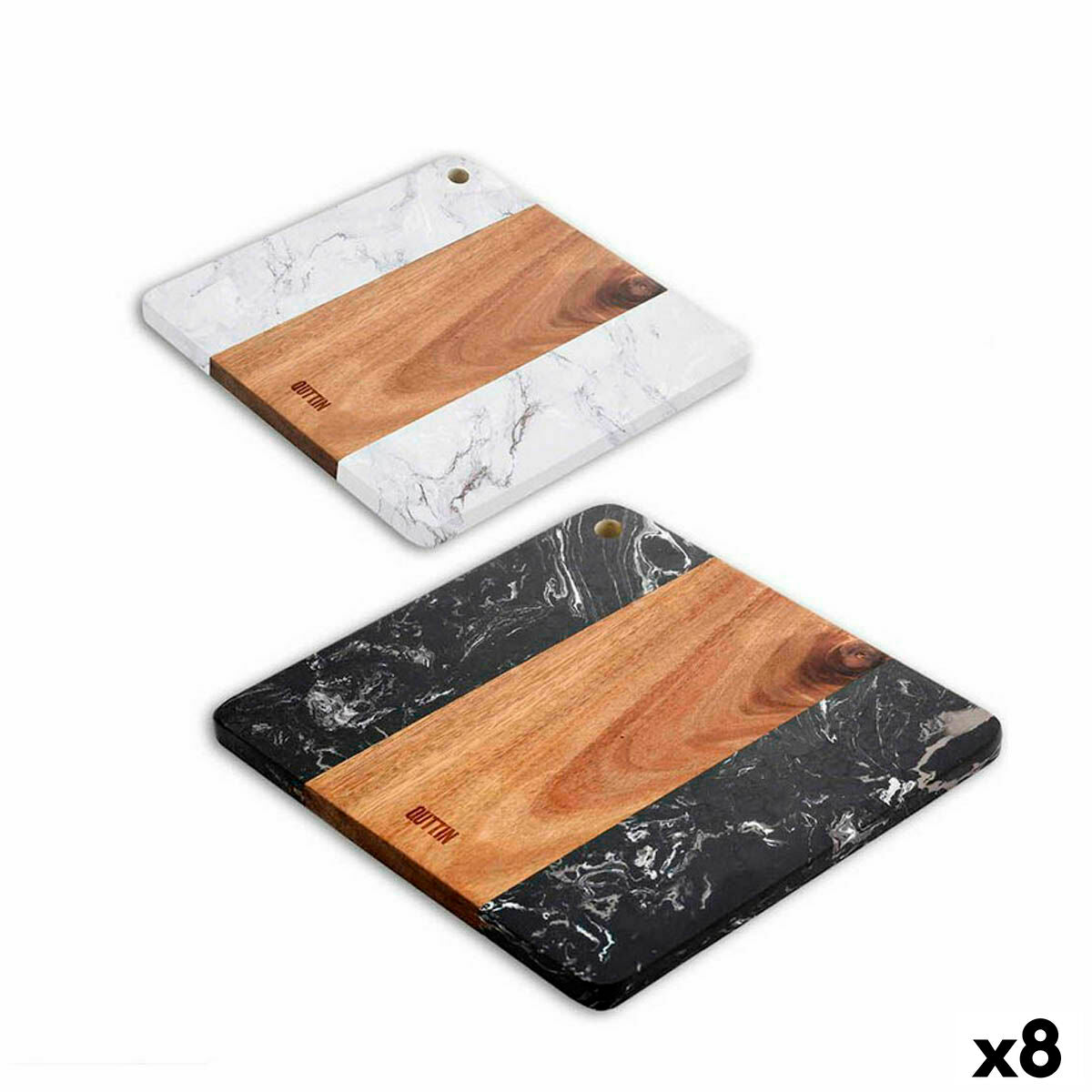 Cutting board Quttin Marble Acacia 25 x 25 cm (8 Units) Quttin