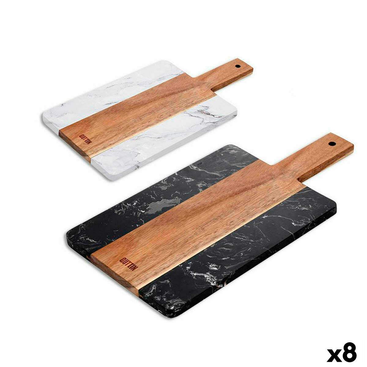 Cutting board Quttin Marble Acacia With handle 38 x 18 cm (8 Units) Quttin