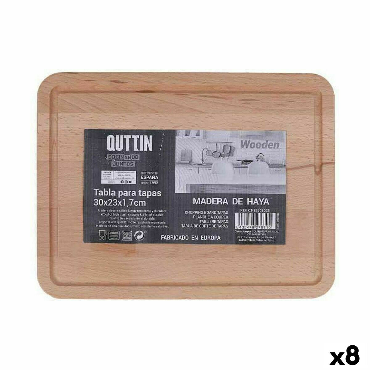 Cutting board Quttin 30 x 23 x 1,7 cm (8 Units) Quttin