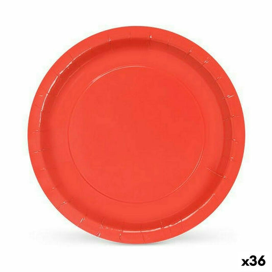 Plate set Algon Disposable Cardboard Red 10 Pieces 20 x 20 x 1,5 cm (36 Units) Algon