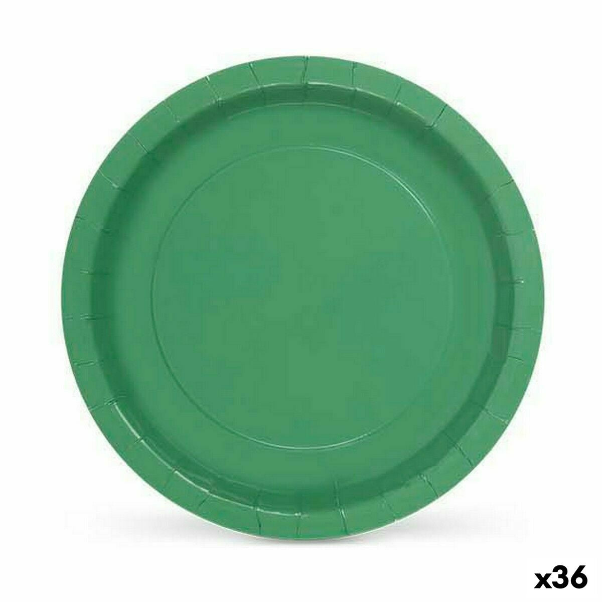 Plate set Algon Disposable Cardboard Green 10 Pieces 20 x 20 x 1,5 cm (36 Units) Algon