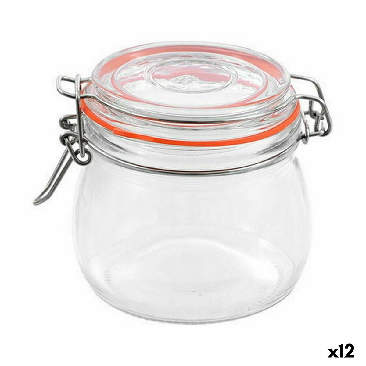 Jar La Mediterránea Hermetic Glass 500 ml (12 Units) La Mediterránea