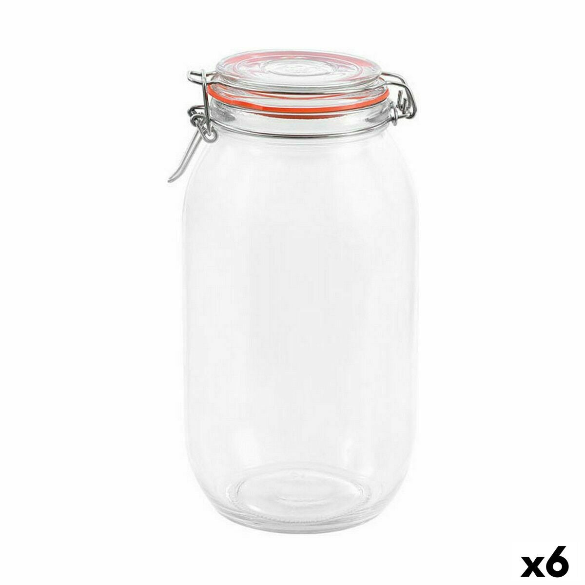 Jar La Mediterránea Hermetic Glass 2 L (6 Units) La Mediterránea