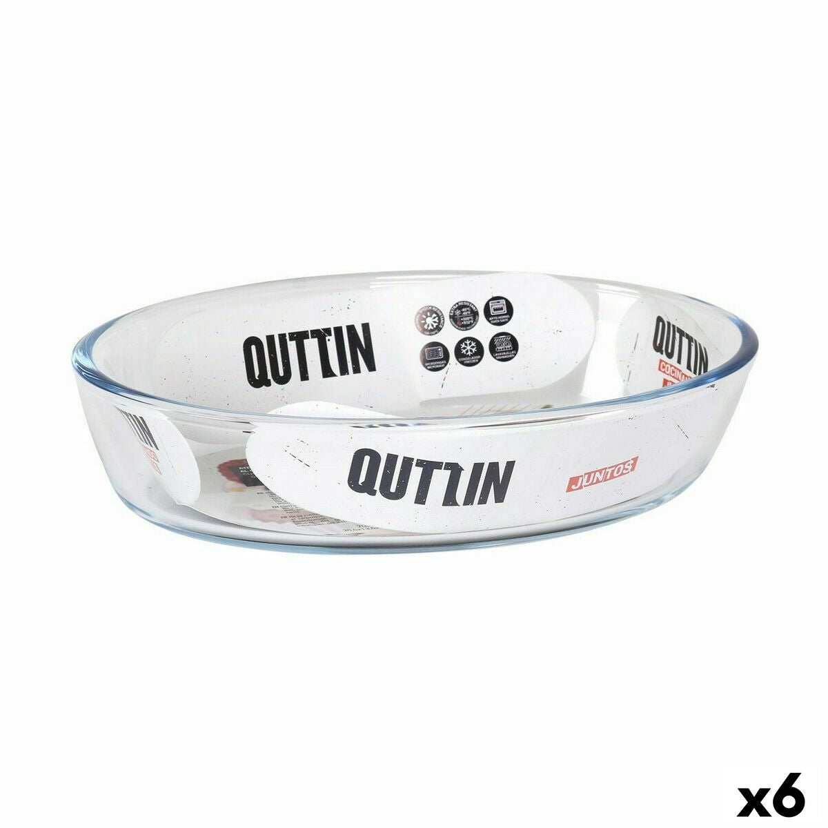 Serving Platter Quttin 700 ml Glass Oval (6 Units) Quttin