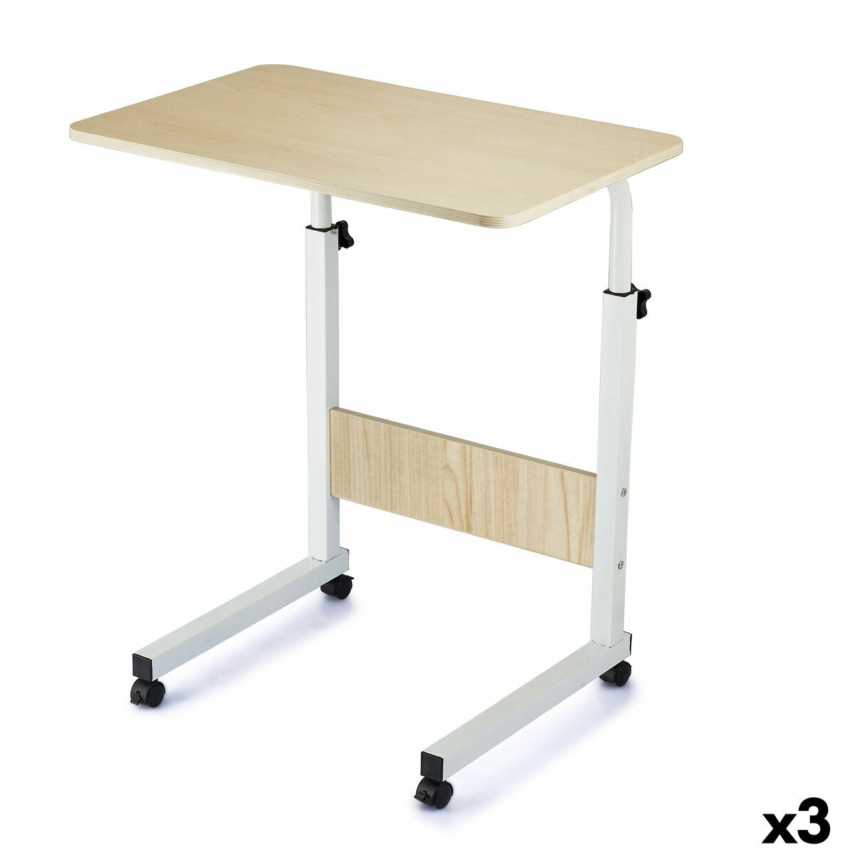 Folding Side Table Confortime Wood Metal 50 x 40 x 65 cm (3 Units) Confortime