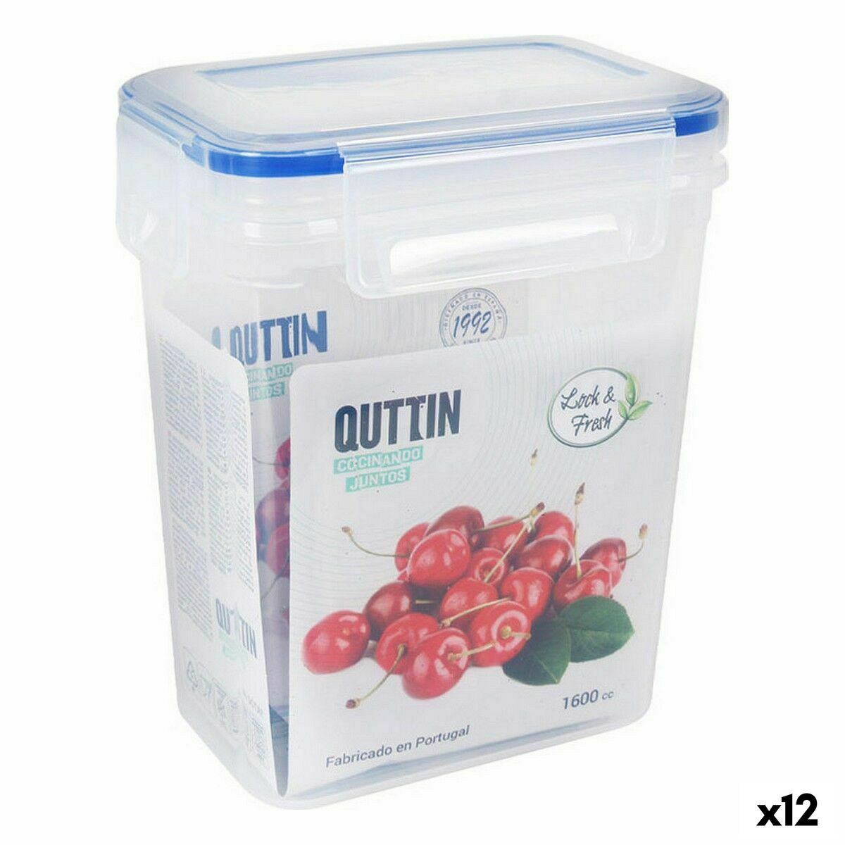 Hermetic Lunch Box Quttin 1,6 L Rectangular 15 x 10 x 18 cm (12 Units) Quttin