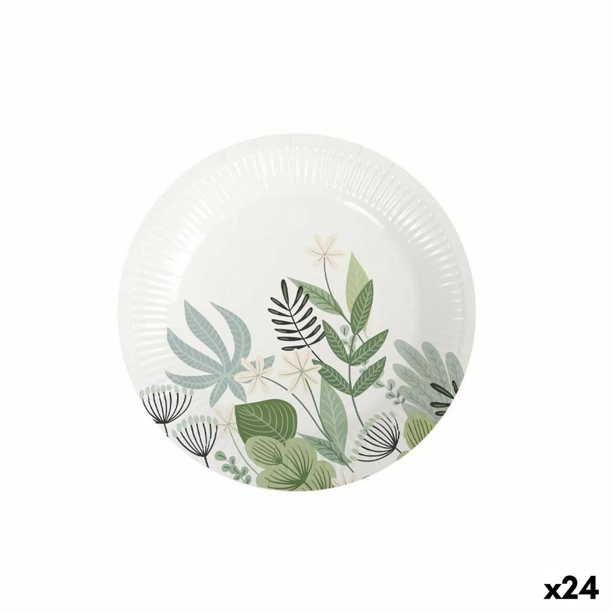 Plate set Algon Disposable Cardboard Floral 10 Pieces 20 cm (24 Units) Algon