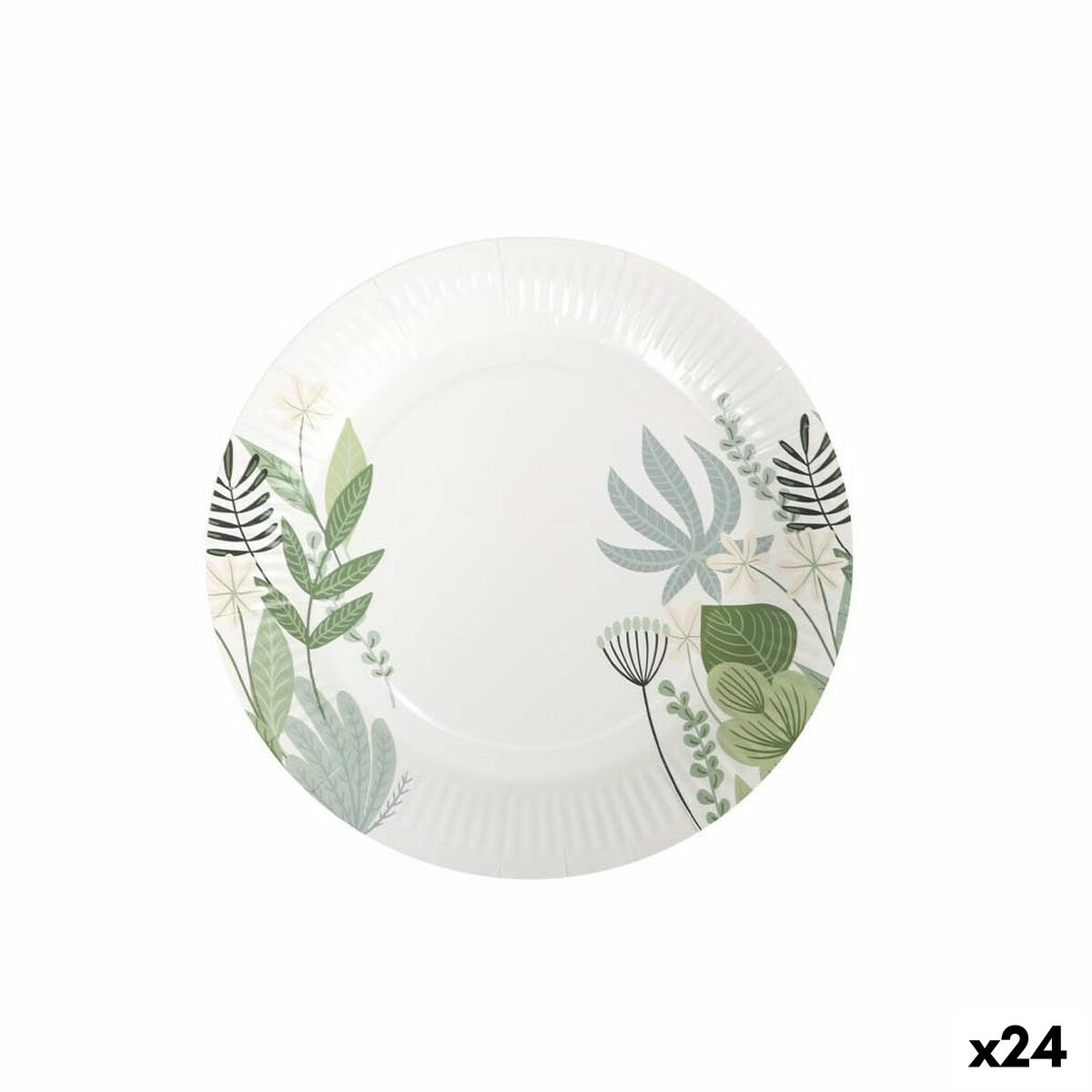 Plate set Algon Disposable Cardboard Floral 8 Pieces 23 cm (24 Units) Algon