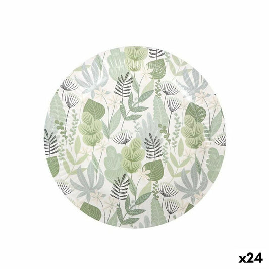 Plate set Algon Disposable Cardboard Floral 3 Pieces 28 cm (24 Units) Algon