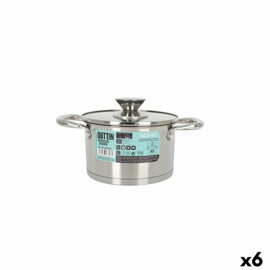 Pot with Glass Lid Quttin Hermes Steel 1,8 L (6 Units)