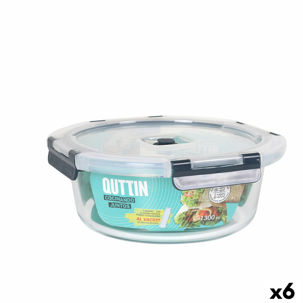 Hermetic Lunch Box Quttin Circular 1,3 L (6 Units) Quttin