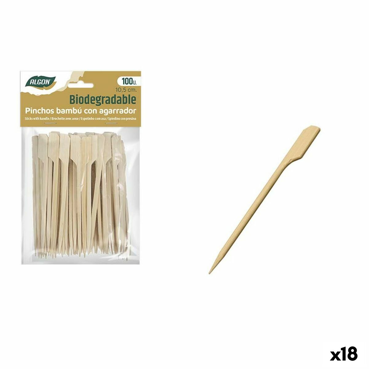 Barbecue Skewer Set Algon Bamboo 100 Pieces 10,5 cm (18 Units) Algon