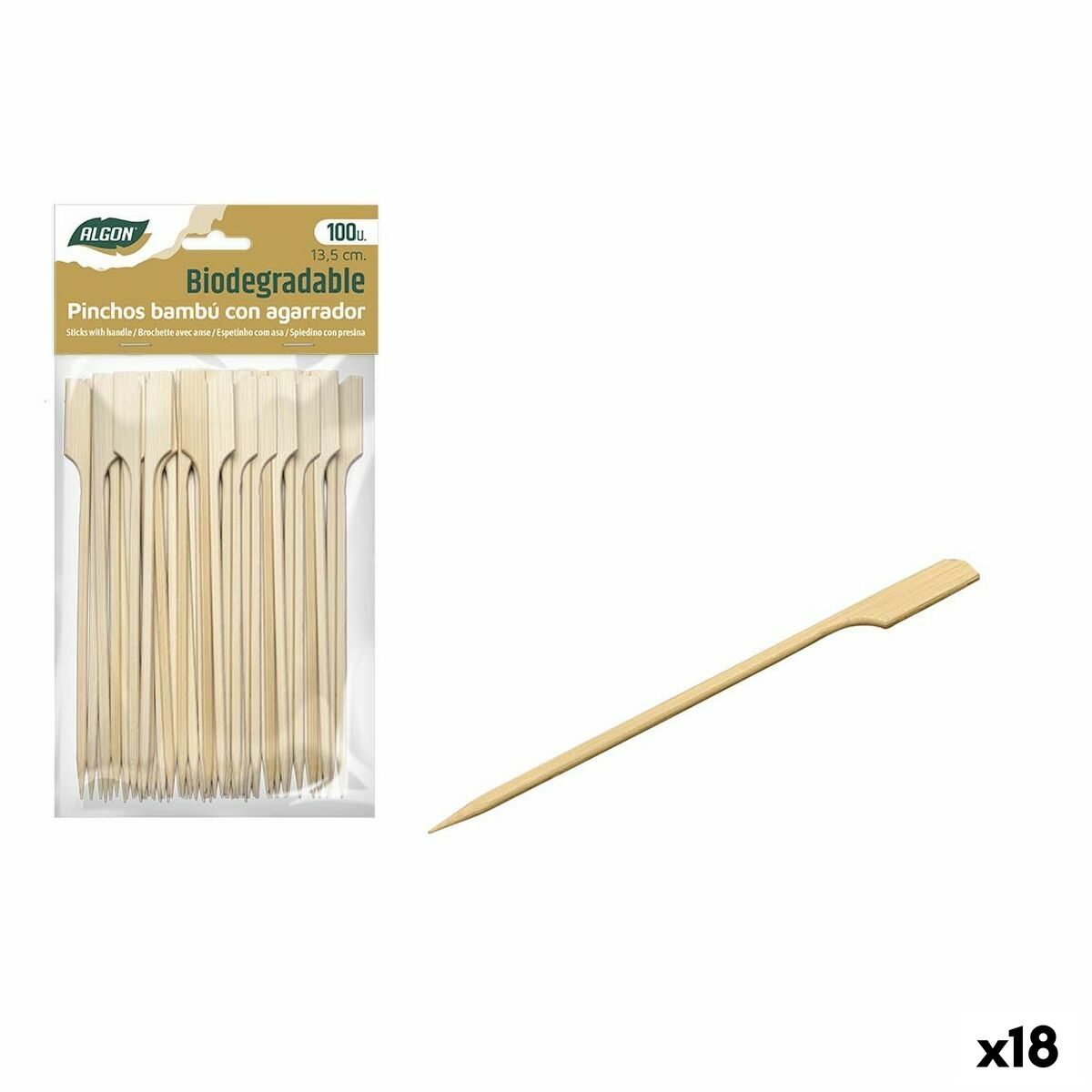 Barbecue Skewer Set Algon Bamboo 100 Pieces 13,5 cm (18 Units) Algon